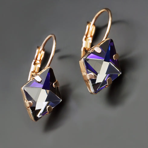 Auskari "Kristāla Rombs III (Bermuda Blue)" ar Swarovski™ kristāliem